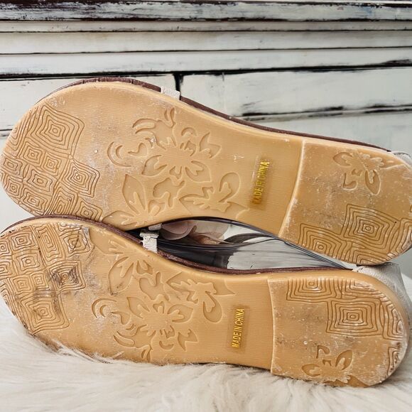 Amy Blush Rose Pink Soft Chiffon Floral Ankle Strap Sandals - Size 7.5 - Picture 6 of 7